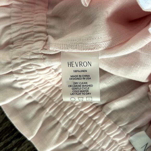 NWT Hevron Mira Linen Shorts Rose Quartz Pink High-Waist Pocket 100% Linen Sz M - Picture 14 of 16